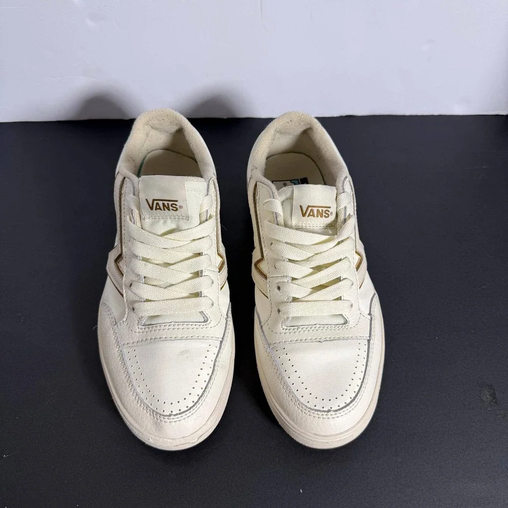 Vans Lowland CC ComfyCush‎ Marshmallow Tan Leather Skate Shoes Mens 7 Women 8.5